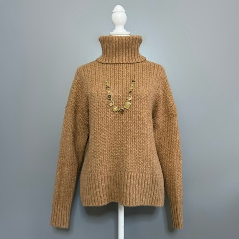 EUC Cupcakes & Cashmere Tan Chunky Knit Turtleneck Sweater Size L